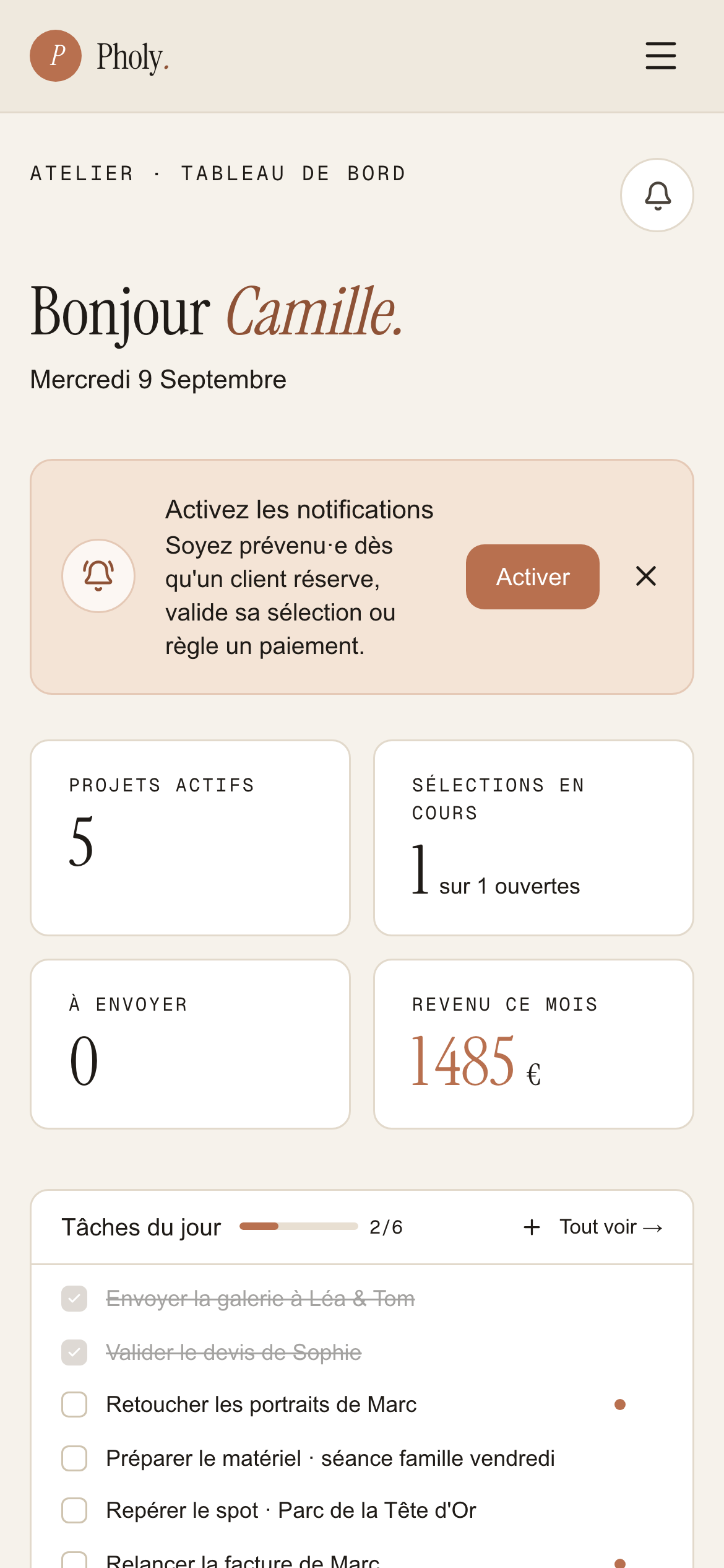 Pholy sur téléphone